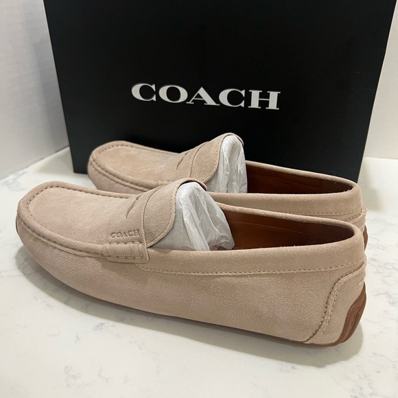 Coach Men's Light Tan Suede Loafers - Picture 2 of 14